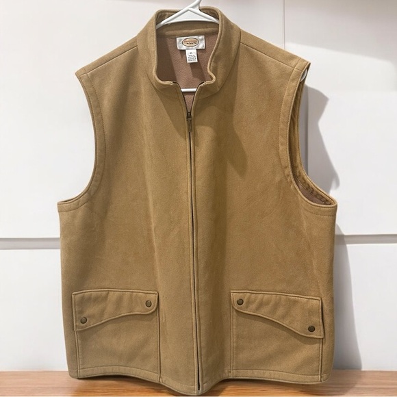 Women’s Talbots Tan Suede Zip-Up Vest with Standing Collar XL - Picture 1 of 5